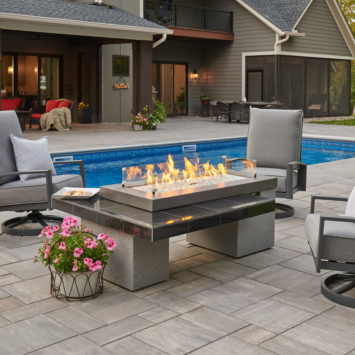 The Outdoor Greatroom Uptown Black Linear Fire Pit Table - UPT-1242