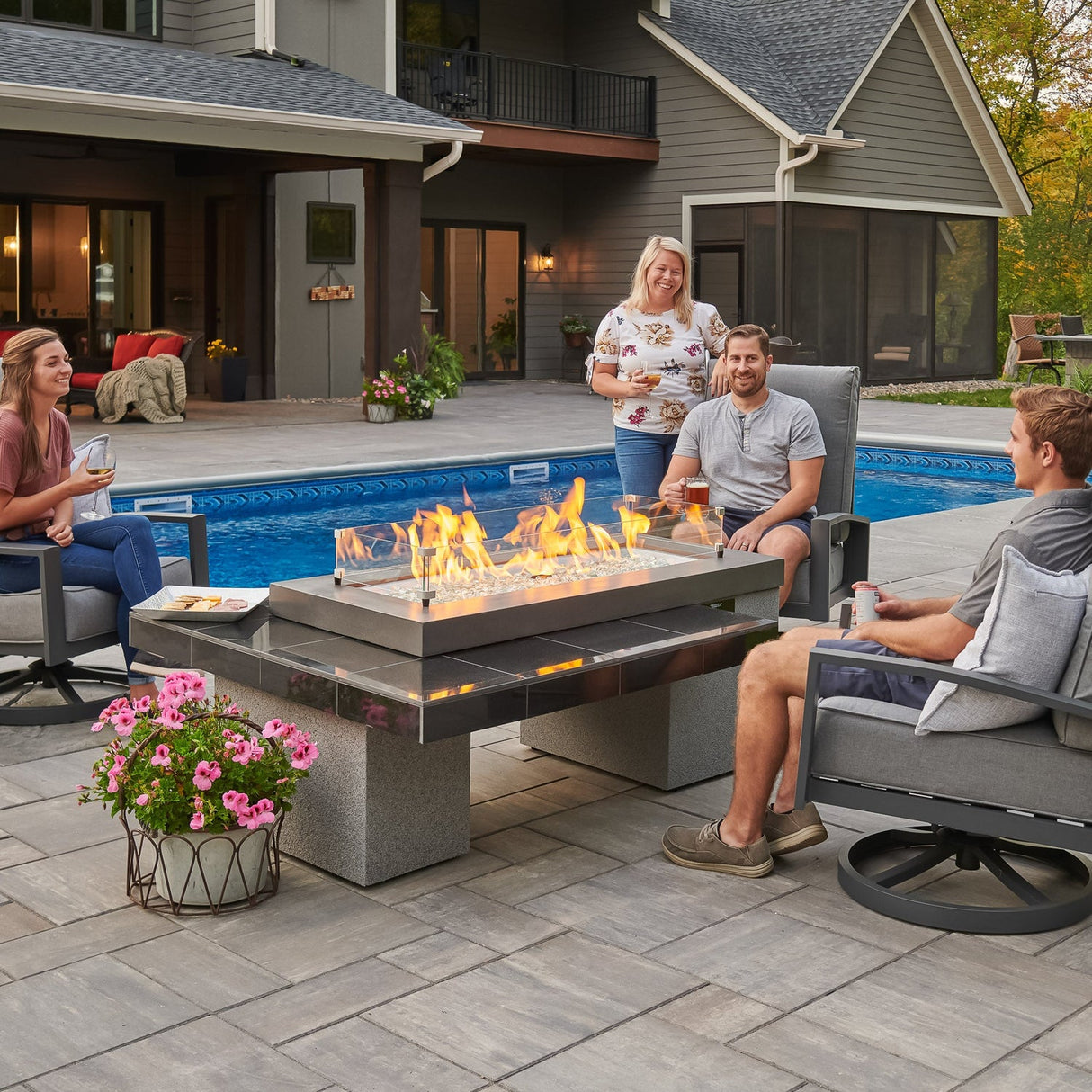 The Outdoor Greatroom Uptown Black Linear Fire Pit Table - UPT-1242