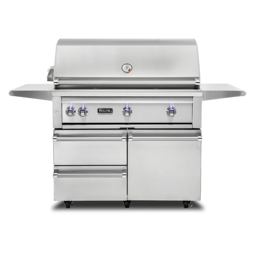 Viking 5 Series 42 inch Freestanding Grill with ProSear Burner and Rotisserie in Stainless Steel - VQGFS5421NSS