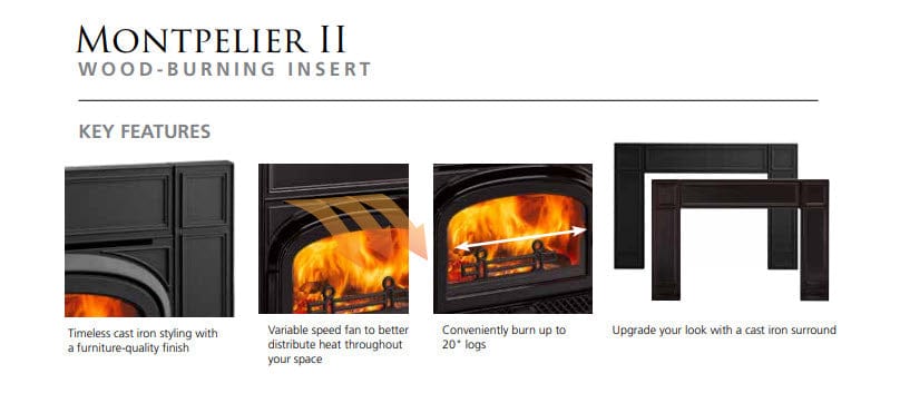 Vermont Castings Montpelier II Wood Burning Insert - MONTP-II-CB