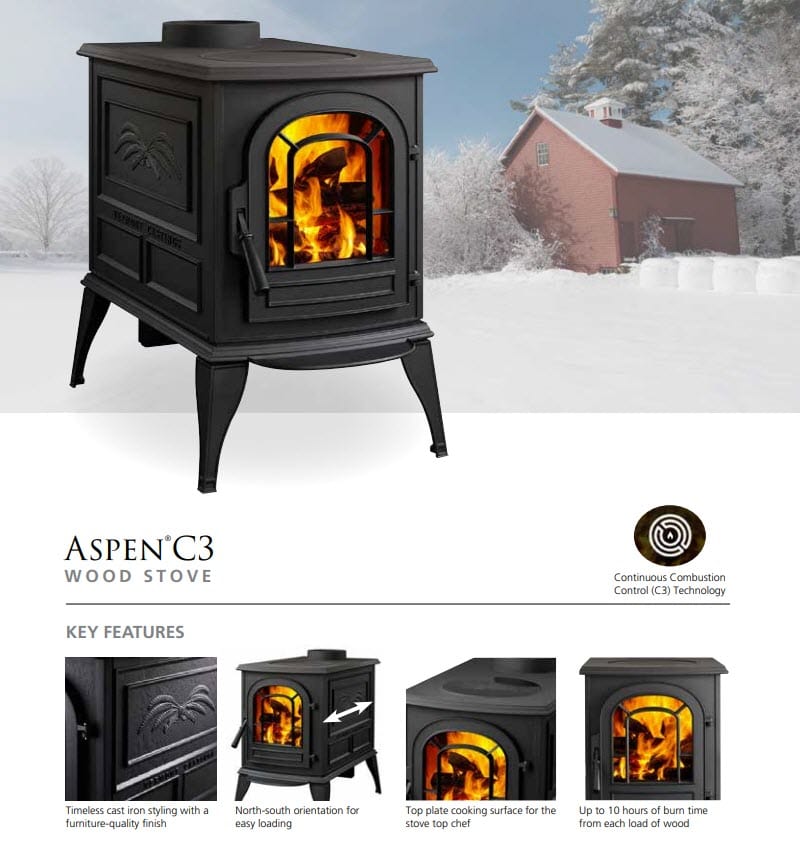 Vermont Castings Aspen C3 Wood Burning Stove - 0002505