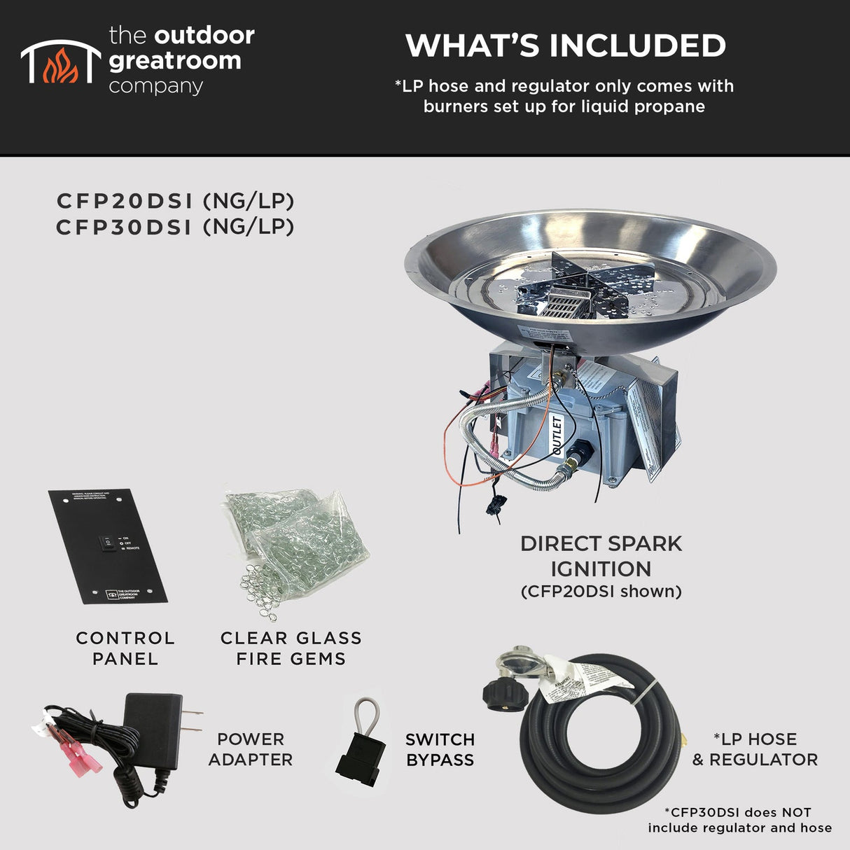The Outdoor Greatroom Crystal Fire Plus Round Gas Burner - CFP20-K