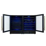 Forno Gemello 48 Inch Side-by-Side Wine and Beverage Cooler with Antique Brass Handles, French Door, 9.6 cu. ft.