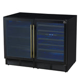 Forno Gemello 48 Inch Side-by-Side Wine and Beverage Cooler with Antique Brass Handles, French Door, 9.6 cu. ft.