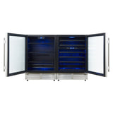 Forno Gemello 48 Inch Side-by-Side Wine and Beverage Cooler in Stainless Steel, French Door, 9.6 cu. ft.