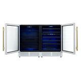Forno Gemello 48 Inch Side-by-Side Wine and Beverage Cooler with Antique Brass Handles, French Door, 9.6 cu. ft.