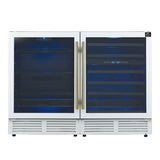 Forno Gemello 48 Inch Side-by-Side Wine and Beverage Cooler with Antique Brass Handles, French Door, 9.6 cu. ft.