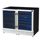 Forno Gemello 48 Inch Side-by-Side Wine and Beverage Cooler with Antique Brass Handles, French Door, 9.6 cu. ft.