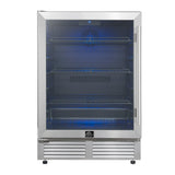 Forno Frescolino 24" Beverage Cooler – Stainless Steel, 188 Can Capacity, LED Lighting, Triple Glass Door, Built-In or Freestanding