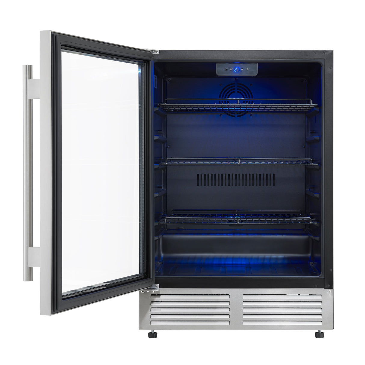 Forno Frescolino 24" Beverage Cooler – Stainless Steel, 188 Can Capacity, LED Lighting, Triple Glass Door, Built-In or Freestanding