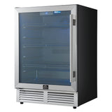 Forno Frescolino 24" Beverage Cooler – Stainless Steel, 188 Can Capacity, LED Lighting, Triple Glass Door, Built-In or Freestanding