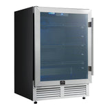 Forno Frescolino 24" Beverage Cooler – Stainless Steel, 188 Can Capacity, LED Lighting, Triple Glass Door, Built-In or Freestanding