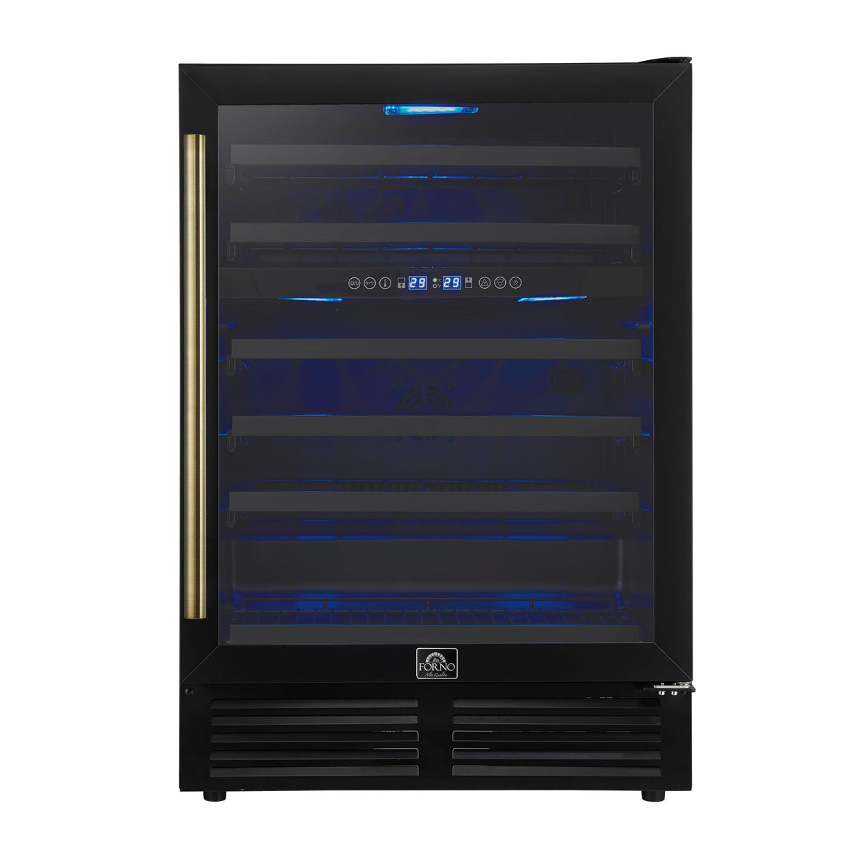 Forno Bacchino 24" Wine Cooler – 51 Bottle, Dual Zone, LED Lighting, Triple Glass Door, Built-In/Freestanding