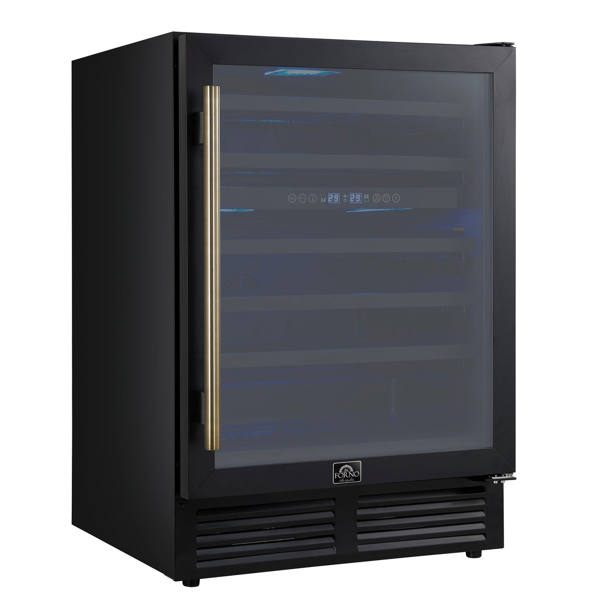 Forno Bacchino 24" Wine Cooler – 51 Bottle, Dual Zone, LED Lighting, Triple Glass Door, Built-In/Freestanding