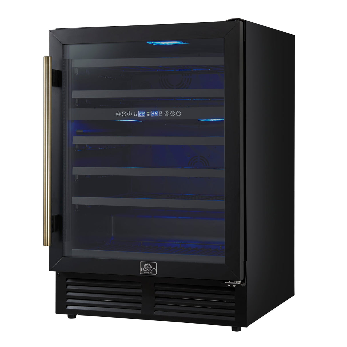 Forno Bacchino 24" Wine Cooler – 51 Bottle, Dual Zone, LED Lighting, Triple Glass Door, Built-In/Freestanding