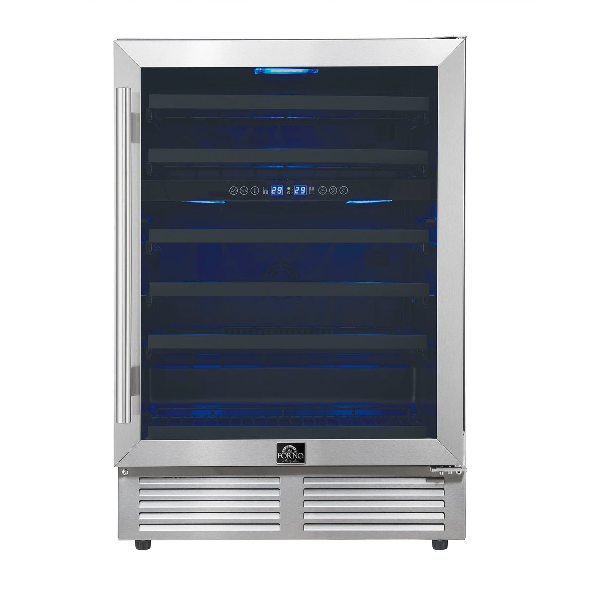 Forno Bacchino 24" Wine Cooler – Stainless Steel, 51 Bottle Capacity, Triple Glass Door, LED Lighting & Built-In/Freestanding