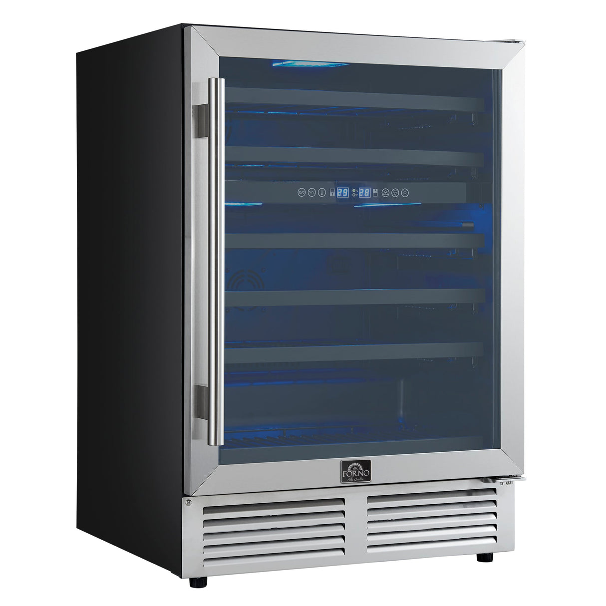 Forno Bacchino 24" Wine Cooler – Stainless Steel, 51 Bottle Capacity, Triple Glass Door, LED Lighting & Built-In/Freestanding