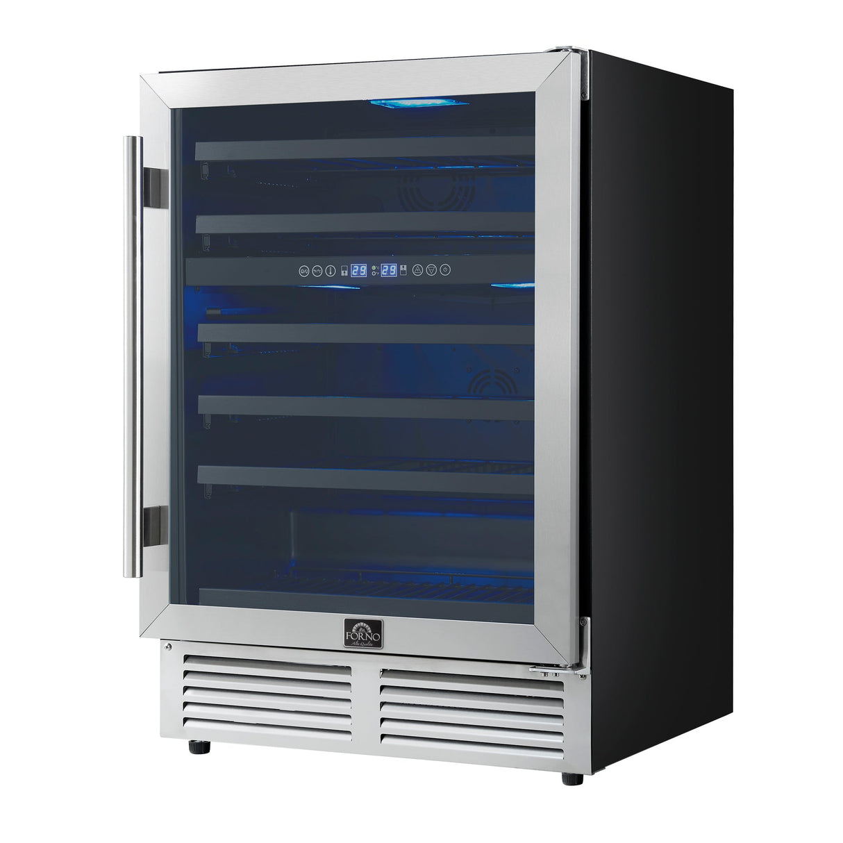 Forno Bacchino 24" Wine Cooler – Stainless Steel, 51 Bottle Capacity, Triple Glass Door, LED Lighting & Built-In/Freestanding