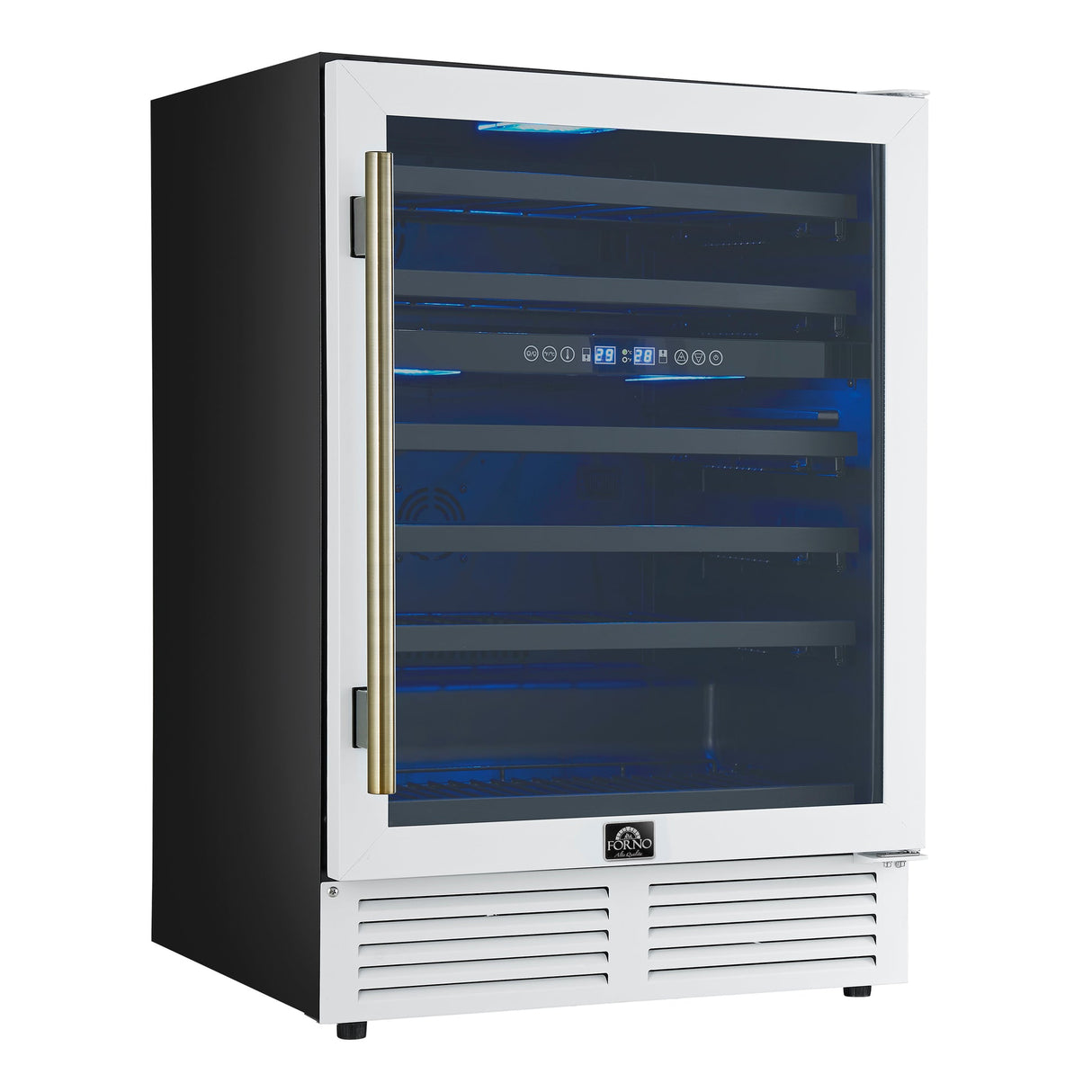 Forno Bacchino 24" Wine Cooler – 51 Bottle, Dual Zone, LED Lighting, Triple Glass Door, Built-In/Freestanding