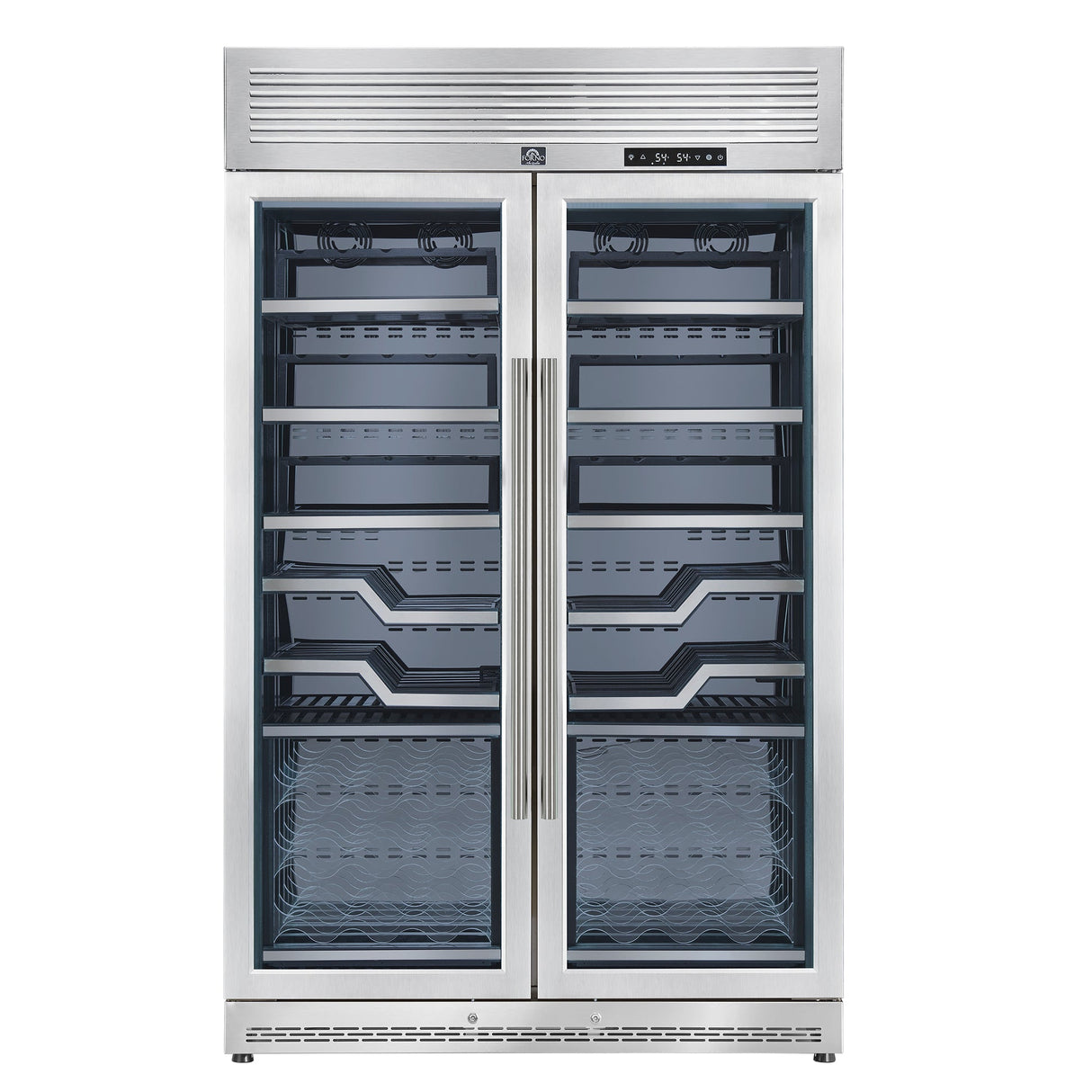 Forno Abruzzo 48" Dual Zone Wine Cellar – 102 Bottles, 24 cu.ft, Stainless Steel Trim, Clear Acrylic Holders