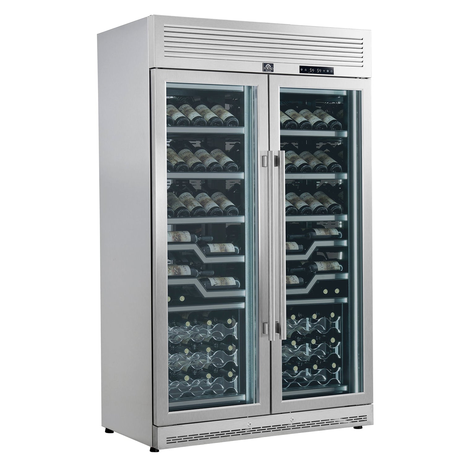 Forno Abruzzo 48" Dual Zone Wine Cellar – 102 Bottles, 24 cu.ft, Stainless Steel Trim, Clear Acrylic Holders