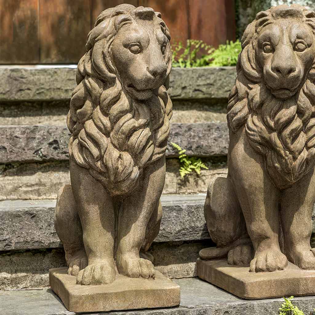Campania Sentry Lion Garden Statue - A-651 SET