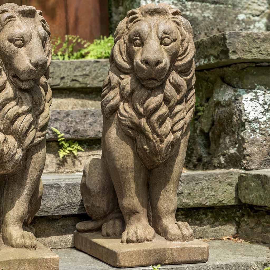 Campania Sentry Lion Garden Statue - A-651 SET
