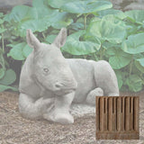 Campania White Rhinoceros Calf Garden Statue - A-680