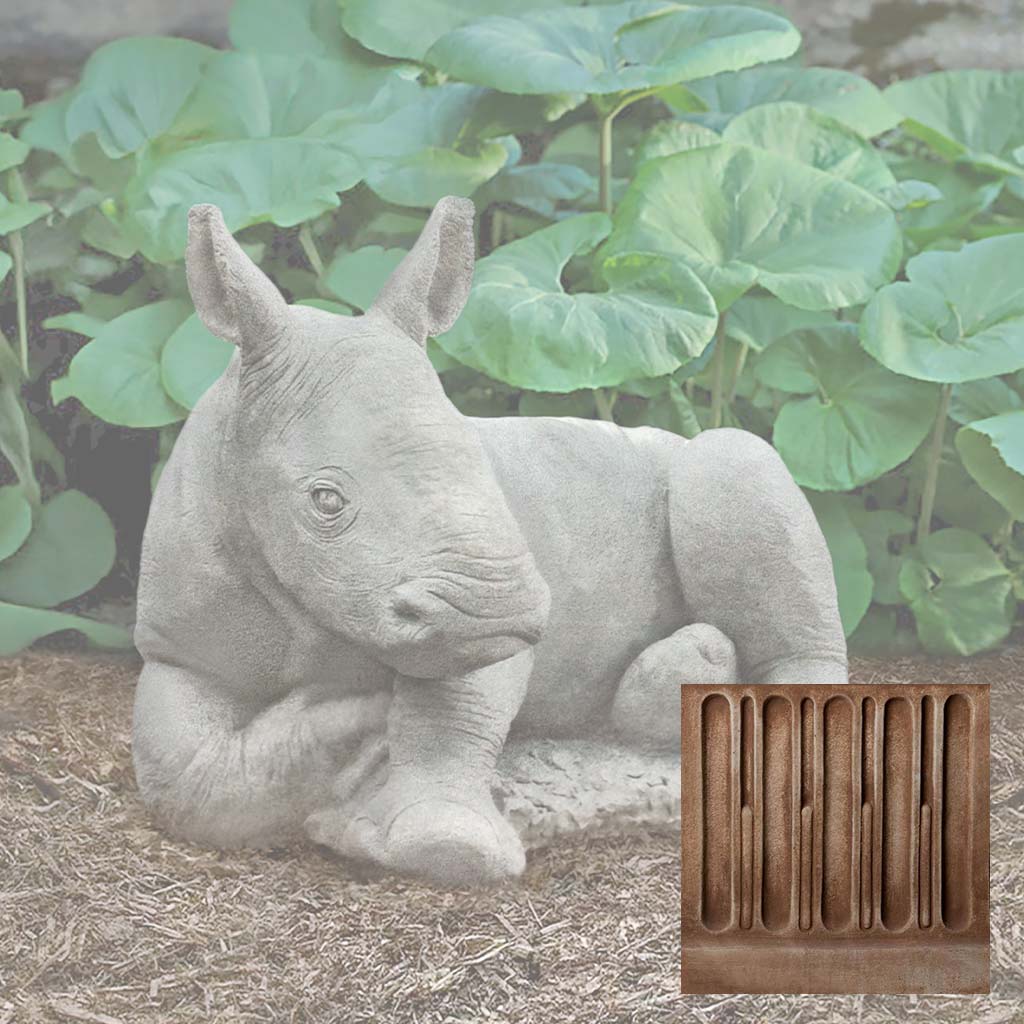 Campania White Rhinoceros Calf Garden Statue - A-680