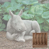 Campania White Rhinoceros Calf Garden Statue - A-680