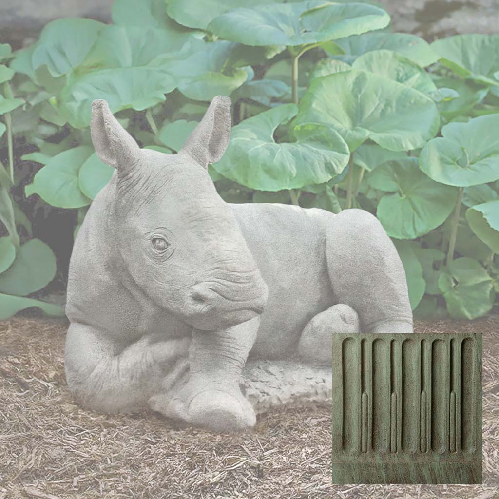 Campania White Rhinoceros Calf Garden Statue - A-680