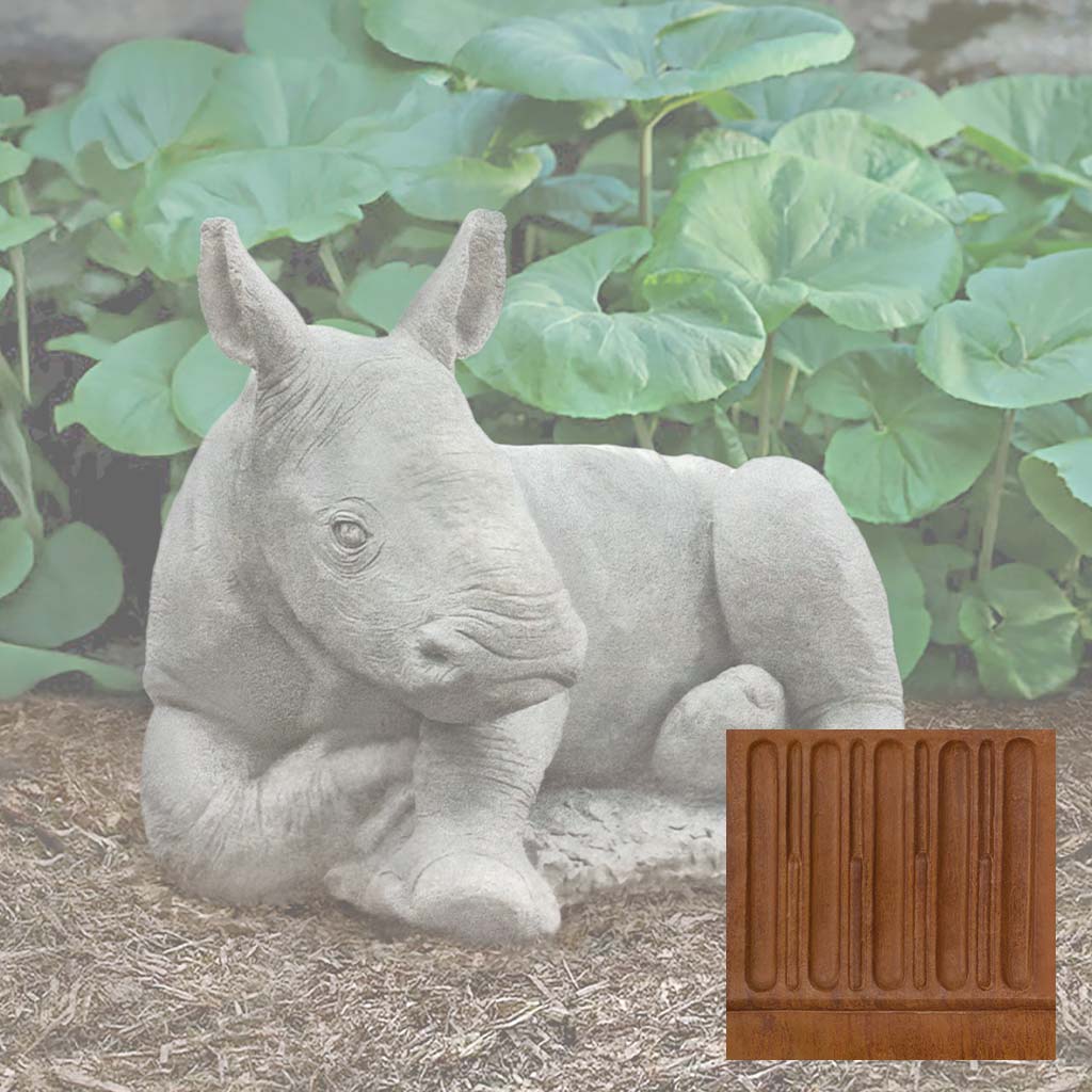 Campania White Rhinoceros Calf Garden Statue - A-680