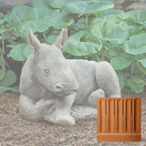 Campania White Rhinoceros Calf Garden Statue - A-680