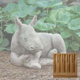 Campania White Rhinoceros Calf Garden Statue - A-680