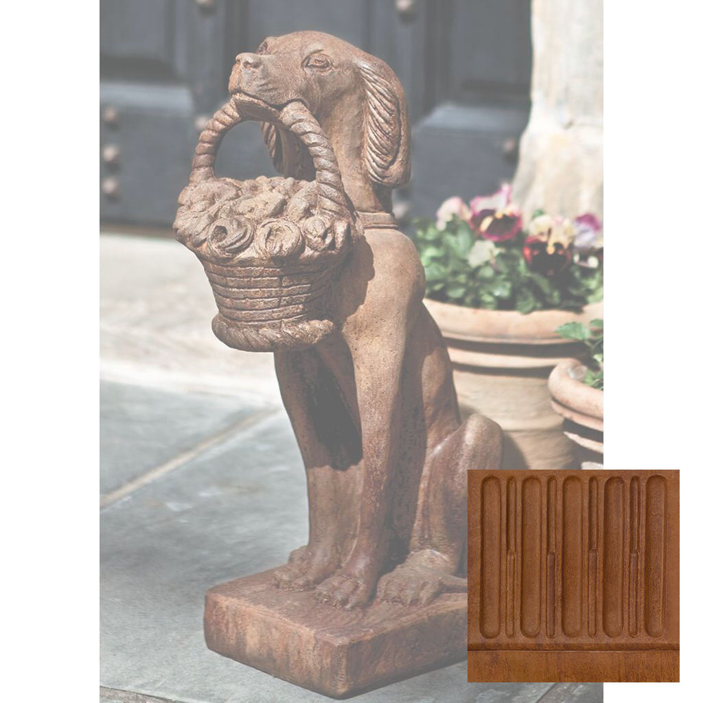 Campania Vintage Dog with Basket Garden Statue - A-060
