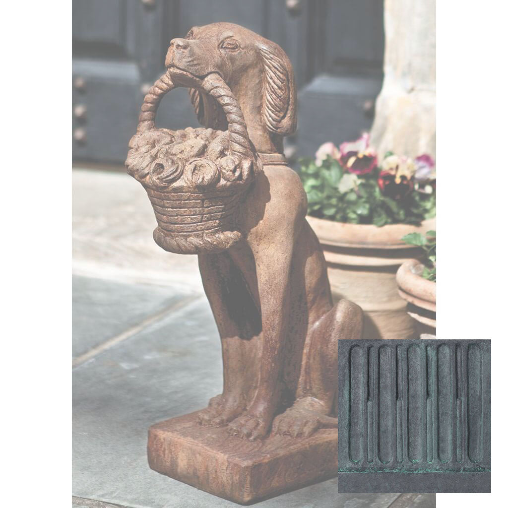 Campania Vintage Dog with Basket Garden Statue - A-060