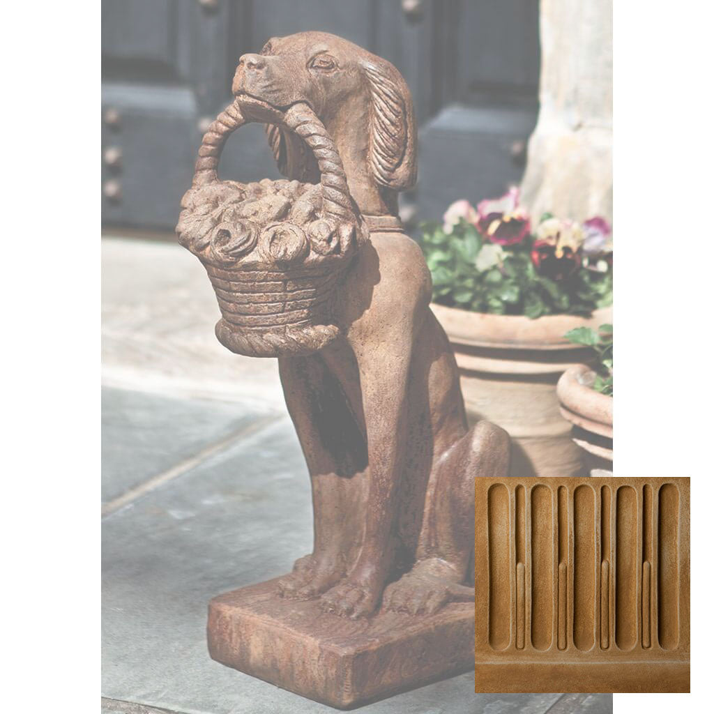 Campania Vintage Dog with Basket Garden Statue - A-060