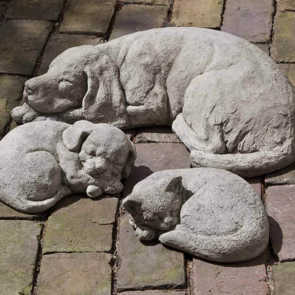 Campania Curled Cat, Small Garden Statue - A-256