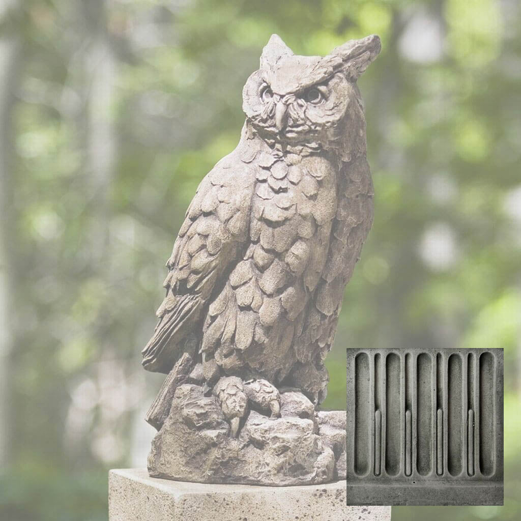 Campania Large Horned Owl Garden Statue - A-337