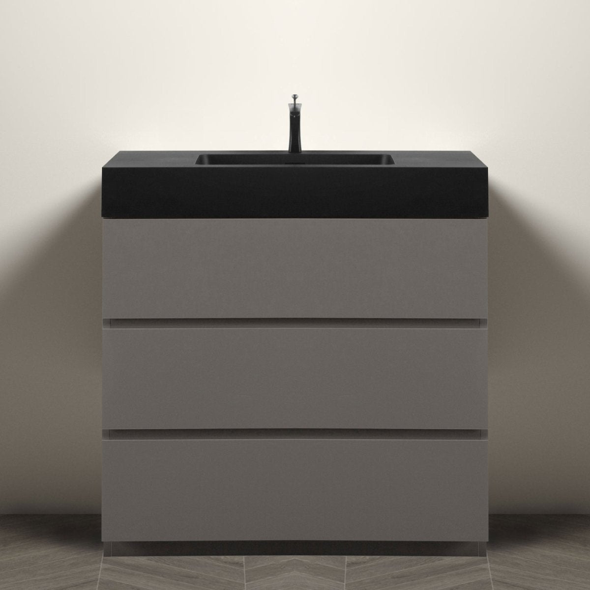 Alice 36 Inch Premium Modern Freestanding One-Piece Bathroom Vanity Set Without Drain And Faucet (95271364)