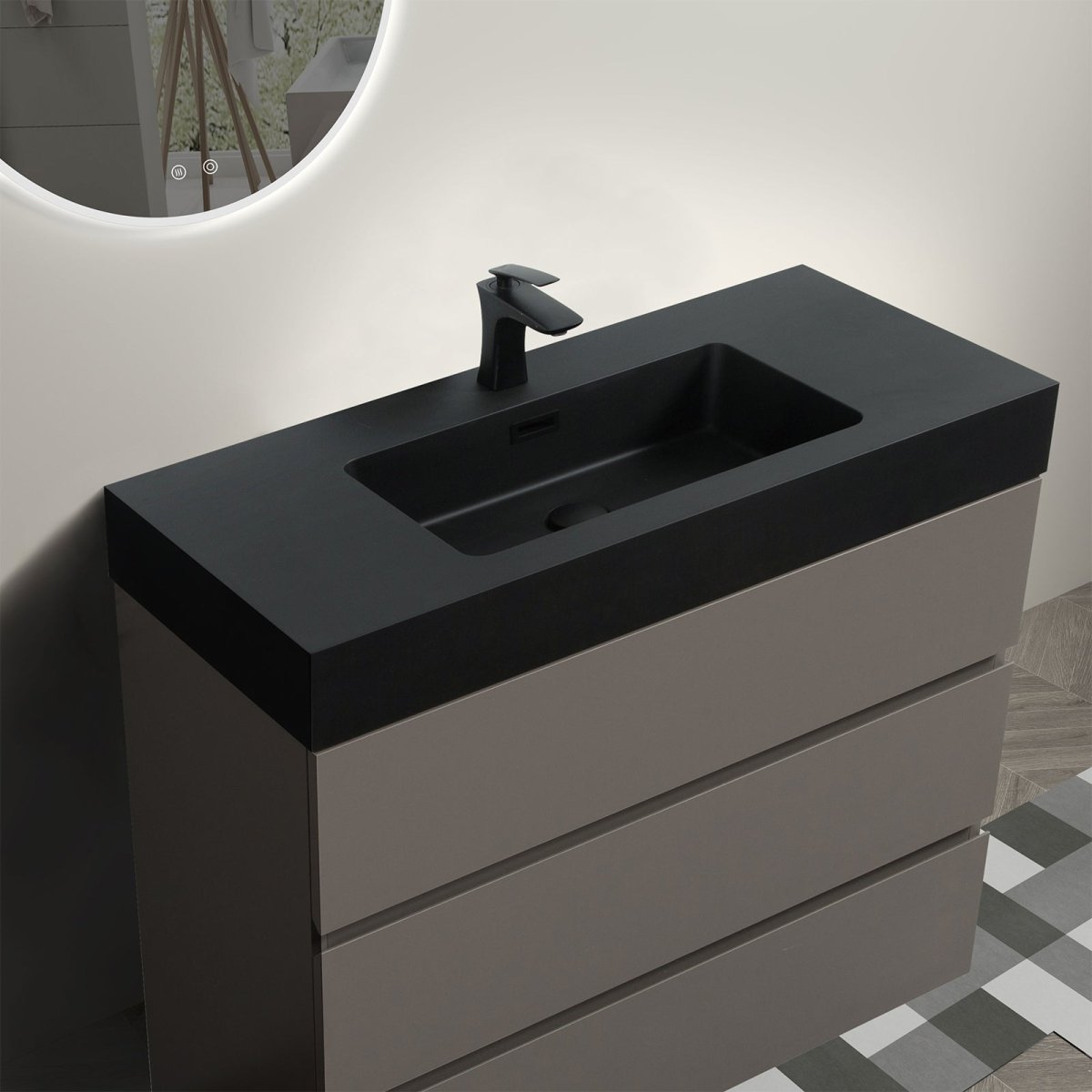 Alice 36 Inch Premium Modern Freestanding One-Piece Bathroom Vanity Set Without Drain And Faucet (95271364)