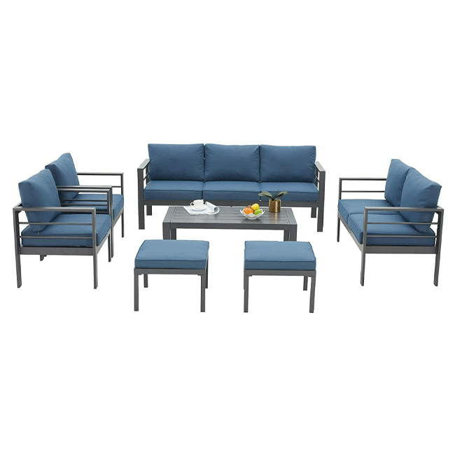 Aluminum Outdoor Furniture Patio Set W/ Cushions, 7PCS