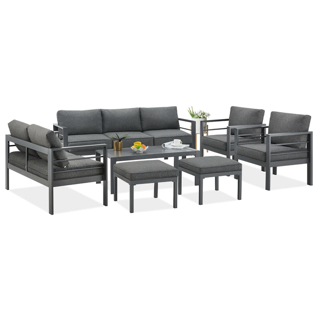 Aluminum Outdoor Furniture Patio Set W/ Cushions, 7PCS