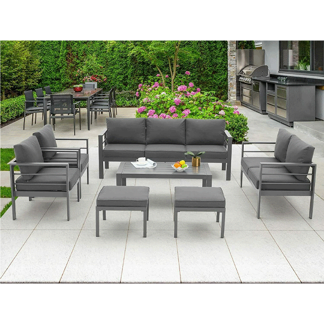 Aluminum Outdoor Furniture Patio Set W/ Cushions, 7PCS