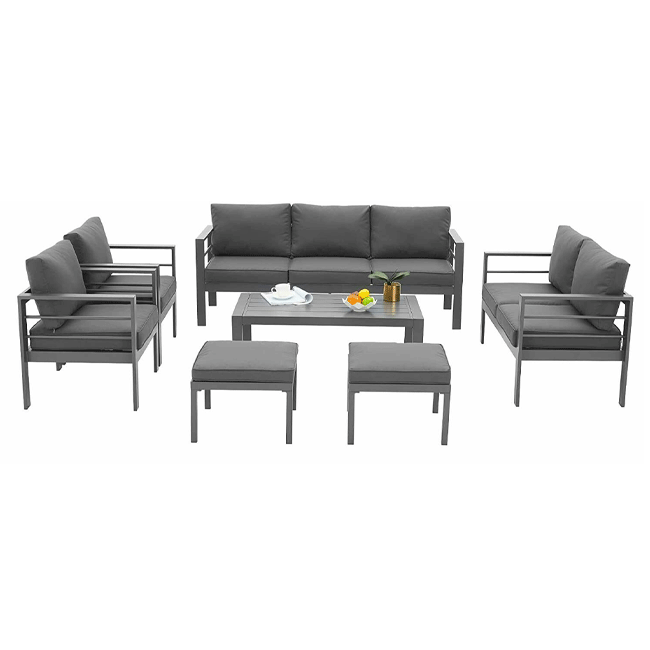 Aluminum Outdoor Furniture Patio Set W/ Cushions, 7PCS
