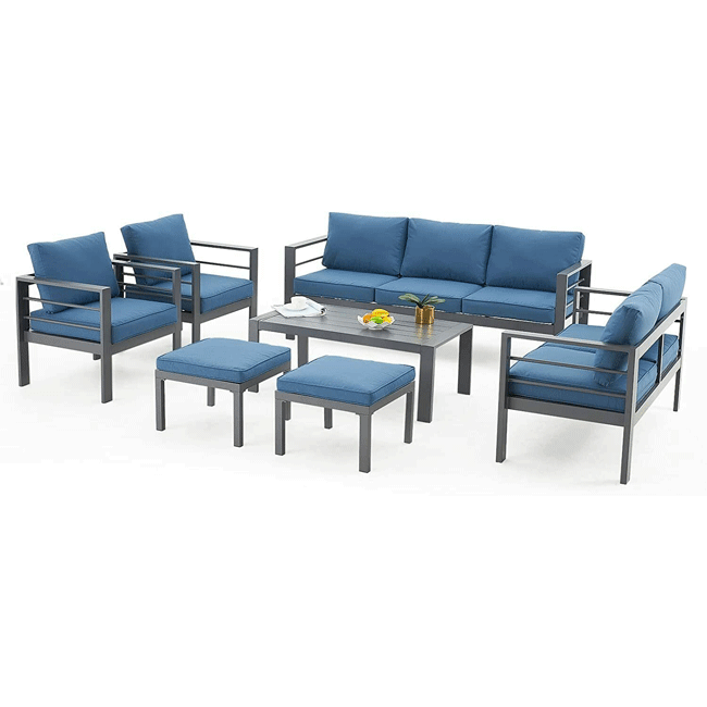 Aluminum Outdoor Furniture Patio Set W/ Cushions, 7PCS