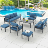 Aluminum Outdoor Furniture Patio Set W/ Cushions, 7PCS