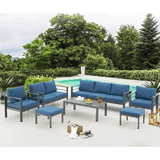 Aluminum Outdoor Furniture Patio Set W/ Cushions, 7PCS