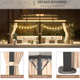 [12x20FT] Premium Aluminum Outdoor Polycarbonate Hardtop Gazebo With UV Protection, Netting & Curtains (96815273)