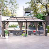 [12x20FT] Premium Aluminum Outdoor Polycarbonate Hardtop Gazebo With UV Protection, Netting & Curtains (96815273)
